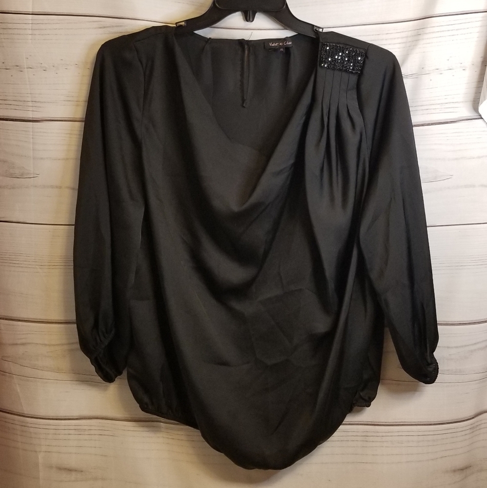 $15 or 2/$20!Violet & Claire Beautiful Black Polyester, Satin Feel BlouseSize XL
